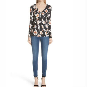 St. John Collection Floral Print Jersey Top Sz M